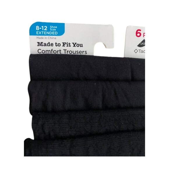 PEDS 12 Pair Non Binding Black Trouser Socks, Stay-Up Fit, Extended Size 8-12 - Picture 5 of 10